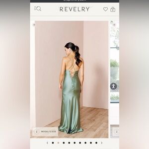REVELRY Kimora Style - Satin - Silver Sage - Bridesmaids Dress